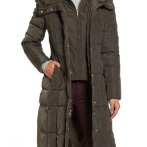 Cole Haan Signature Puffer Bib Insert Down & Feather Fill Coat XL, Forest Green